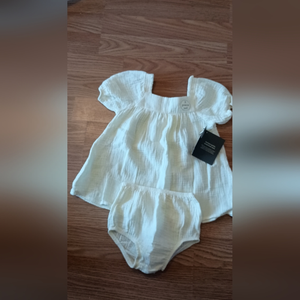 Gerber Boutique Summer Two-Piece Baby Outfit Dress - Cream Size 3-6 Mont… - Picture 7 of 12